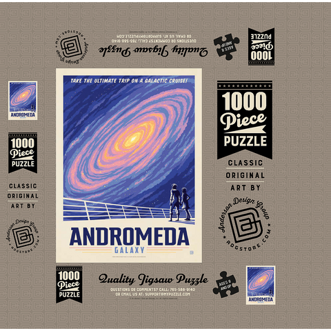 Andromeda Galaxy Tour, Vintage Poster 1000 Jigsaw Puzzle box 3D Modell