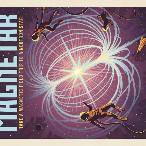 Magnetar: Neutron Star, Vintage Poster 100 Jigsaw Puzzle 3D Modell