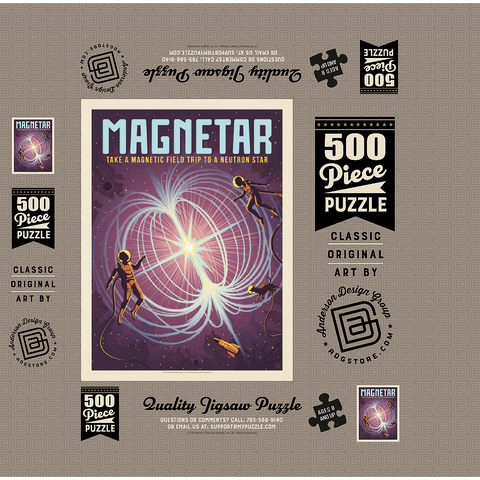 Magnetar: Neutron Star, Vintage Poster 500 Jigsaw Puzzle box 3D Modell
