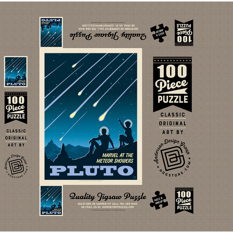 Pluto: Meteor Showers, Vintage Poster 100 Jigsaw Puzzle box 3D Modell