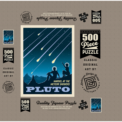 Pluto: Meteor Showers, Vintage Poster 500 Jigsaw Puzzle box 3D Modell