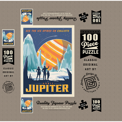 Jupiter: Ice Spires Of Callisto, Vintage Poster 100 Jigsaw Puzzle box 3D Modell