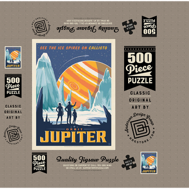 Jupiter: Ice Spires Of Callisto, Vintage Poster 500 Jigsaw Puzzle box 3D Modell
