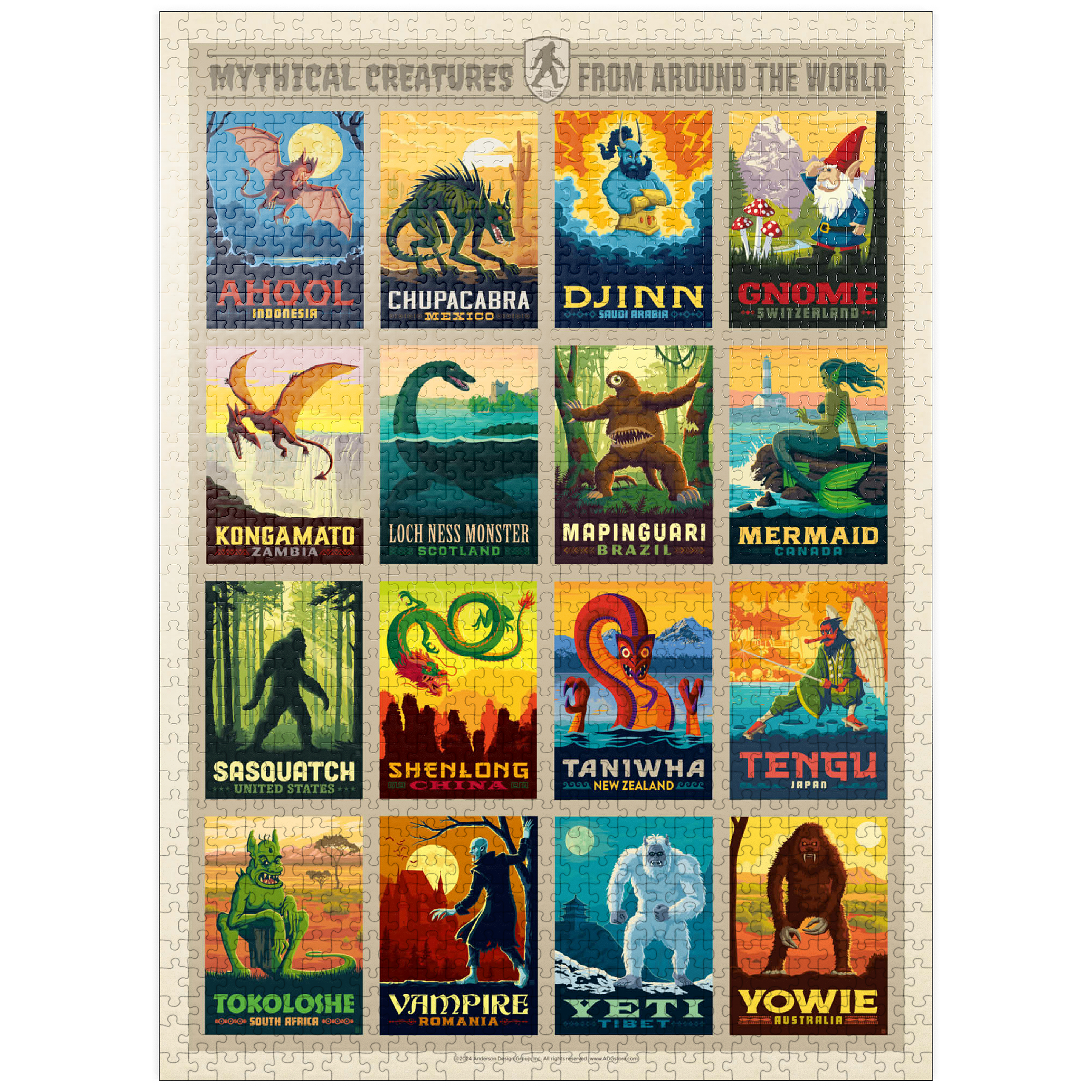mythical monsters from around the world Mythical Creatures From Around The World, Vintage Poster – MyPuzzle.com USA
