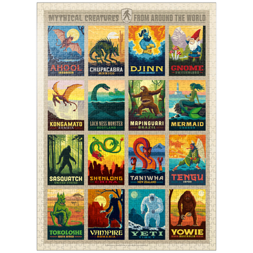 puzzleplate Mythical Creatures From Around The World, Vintage Poster 1000 Jigsaw Puzzle