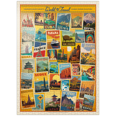 puzzleplate World Travel: Collage Print, Vintage Poster 1000 Jigsaw Puzzle