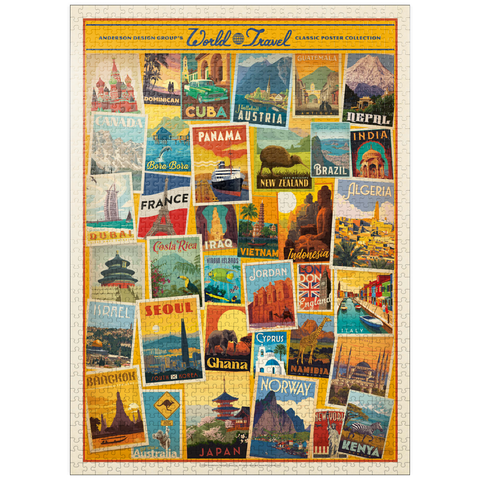puzzleplate World Travel: Collage Print, Vintage Poster 1000 Jigsaw Puzzle