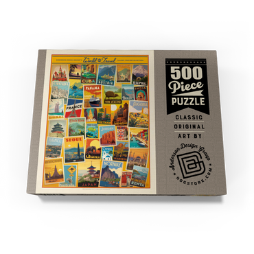 World Travel: Collage Print, Vintage Poster 500 Jigsaw Puzzle box view1