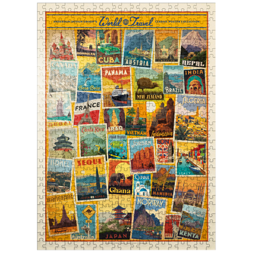 puzzleplate World Travel: Collage Print, Vintage Poster 500 Jigsaw Puzzle