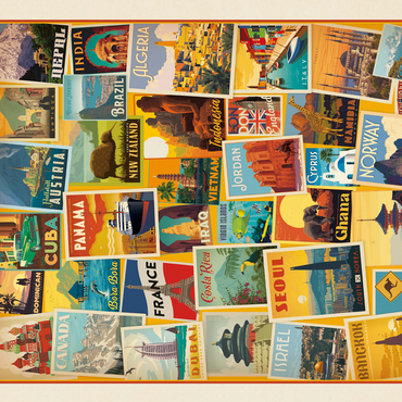World Travel: Collage Print, Vintage Poster 500 Jigsaw Puzzle 3D Modell