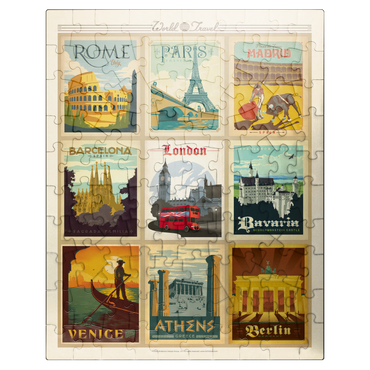 puzzleplate World Travel: Multi-Image Print - Edition 1, Vintage Poster 100 Jigsaw Puzzle