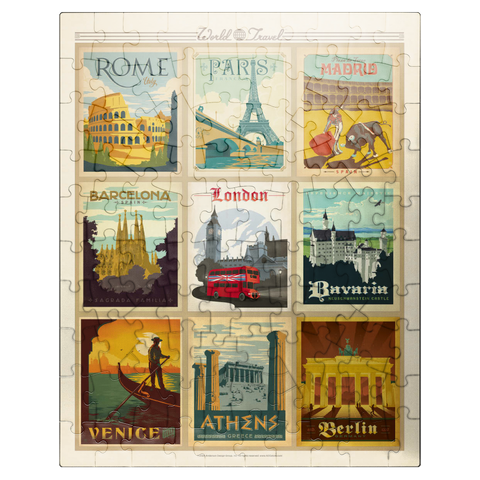 puzzleplate World Travel: Multi-Image Print - Edition 1, Vintage Poster 100 Jigsaw Puzzle