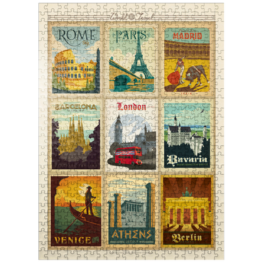puzzleplate World Travel: Multi-Image Print - Edition 1, Vintage Poster 500 Jigsaw Puzzle
