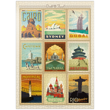 puzzleplate World Travel: Multi-Image Print - Edition 2, Vintage Poster 1000 Jigsaw Puzzle
