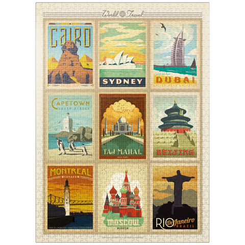 puzzleplate World Travel: Multi-Image Print - Edition 2, Vintage Poster 1000 Jigsaw Puzzle