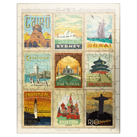 puzzleplate World Travel: Multi-Image Print - Edition 2, Vintage Poster 100 Jigsaw Puzzle