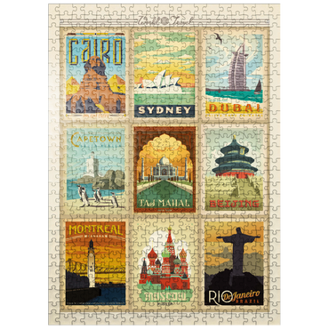 puzzleplate World Travel: Multi-Image Print - Edition 2, Vintage Poster 500 Jigsaw Puzzle
