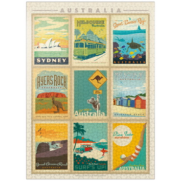 puzzleplate Australia: Multi-Image Print, Vintage Poster 1000 Jigsaw Puzzle