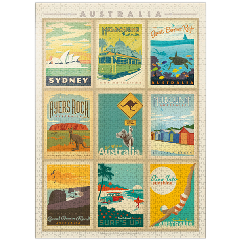 puzzleplate Australia: Multi-Image Print, Vintage Poster 1000 Jigsaw Puzzle