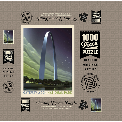 Gateway Arch National Park: Evening Glow, Vintage Poster 1000 Jigsaw Puzzle box 3D Modell