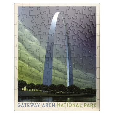 puzzleplate Gateway Arch National Park: Evening Glow, Vintage Poster 100 Jigsaw Puzzle