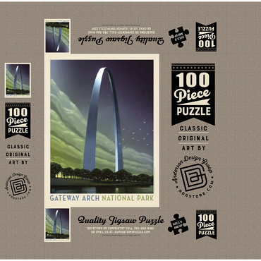 Gateway Arch National Park: Evening Glow, Vintage Poster 100 Jigsaw Puzzle box 3D Modell