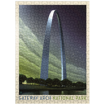 puzzleplate Gateway Arch National Park: Evening Glow, Vintage Poster 500 Jigsaw Puzzle