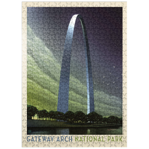 puzzleplate Gateway Arch National Park: Evening Glow, Vintage Poster 500 Jigsaw Puzzle
