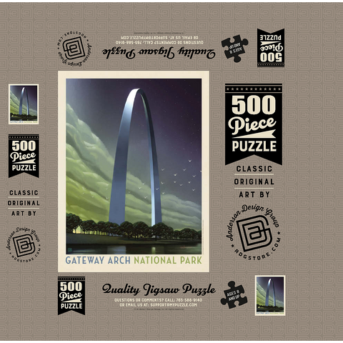 Gateway Arch National Park: Evening Glow, Vintage Poster 500 Jigsaw Puzzle box 3D Modell