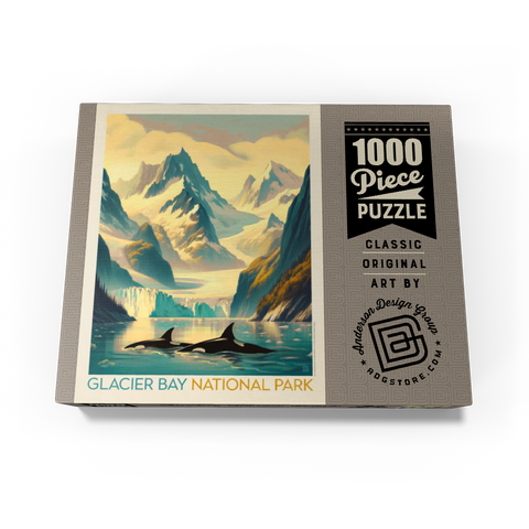 Glacier Bay National Park: Gliding Orcas, Vintage Poster 1000 Jigsaw Puzzle box view1