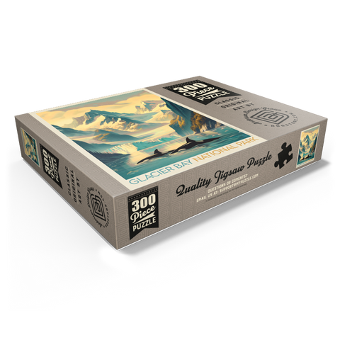 Glacier Bay National Park: Gliding Orcas, Vintage Poster 300 Jigsaw Puzzle box view1
