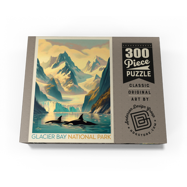 Glacier Bay National Park: Gliding Orcas, Vintage Poster 300 Jigsaw Puzzle box view3