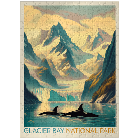 puzzleplate Glacier Bay National Park: Gliding Orcas, Vintage Poster 300 Jigsaw Puzzle