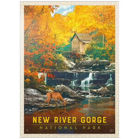 puzzleplate New River Gorge National Park & Preserve: Fall Colors, Vintage Poster 1000 Jigsaw Puzzle