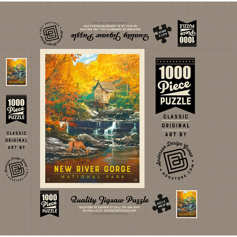New River Gorge National Park & Preserve: Fall Colors, Vintage Poster 1000 Jigsaw Puzzle box 3D Modell