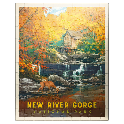 puzzleplate New River Gorge National Park & Preserve: Fall Colors, Vintage Poster 100 Jigsaw Puzzle
