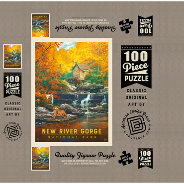 New River Gorge National Park & Preserve: Fall Colors, Vintage Poster 100 Jigsaw Puzzle box 3D Modell