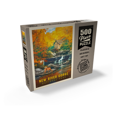 New River Gorge National Park & Preserve: Fall Colors, Vintage Poster 500 Jigsaw Puzzle box view1