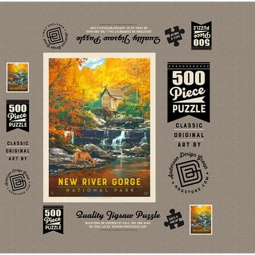 New River Gorge National Park & Preserve: Fall Colors, Vintage Poster 500 Jigsaw Puzzle box 3D Modell