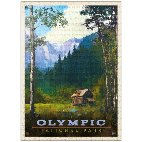 puzzleplate Olympic National Park: Enchanted Valley Chalet, Vintage Poster 1000 Jigsaw Puzzle