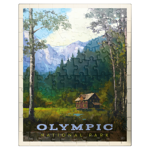 puzzleplate Olympic National Park: Enchanted Valley Chalet, Vintage Poster 100 Jigsaw Puzzle