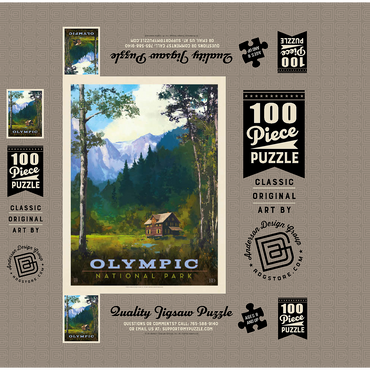 Olympic National Park: Enchanted Valley Chalet, Vintage Poster 100 Jigsaw Puzzle box 3D Modell