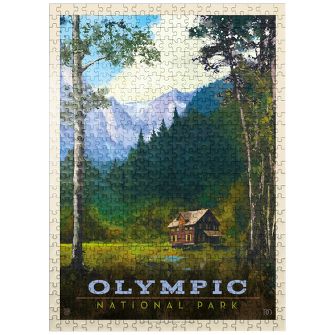 puzzleplate Olympic National Park: Enchanted Valley Chalet, Vintage Poster 500 Jigsaw Puzzle