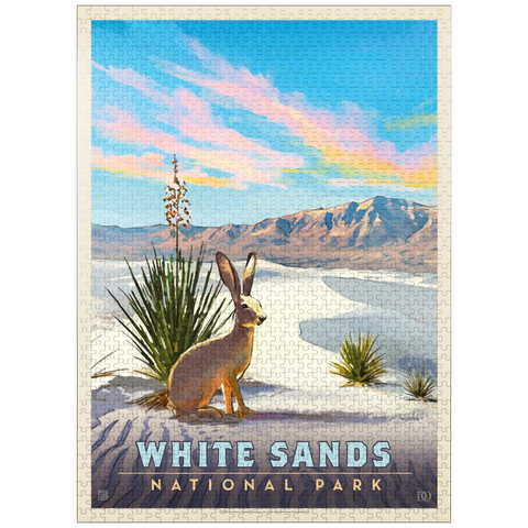 puzzleplate White Sands National Park: Jack Rabbit, Vintage Poster 1000 Jigsaw Puzzle