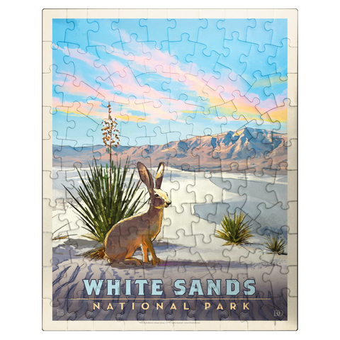 puzzleplate White Sands National Park: Jack Rabbit, Vintage Poster 100 Jigsaw Puzzle