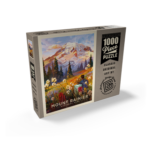 Mount Rainier National Park: Moment in the Meadow, Vintage Poster 1000 Jigsaw Puzzle box view2