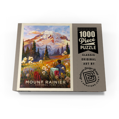 Mount Rainier National Park: Moment in the Meadow, Vintage Poster 1000 Jigsaw Puzzle box view3