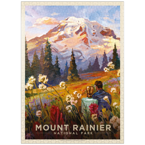 puzzleplate Mount Rainier National Park: Moment in the Meadow, Vintage Poster 1000 Jigsaw Puzzle