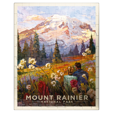 puzzleplate Mount Rainier National Park: Moment in the Meadow, Vintage Poster 100 Jigsaw Puzzle
