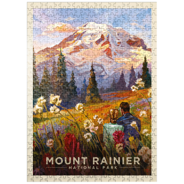 puzzleplate Mount Rainier National Park: Moment in the Meadow, Vintage Poster 500 Jigsaw Puzzle